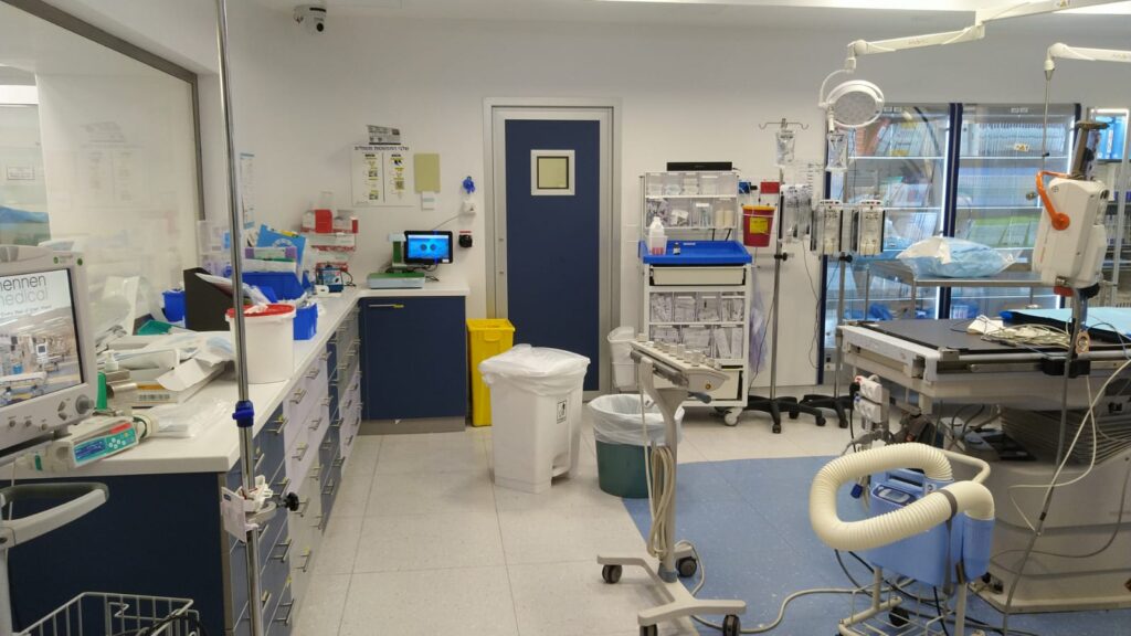 Operating room utilizing AI inventory management technology - smart cabinets and point of use AI camera sensor.