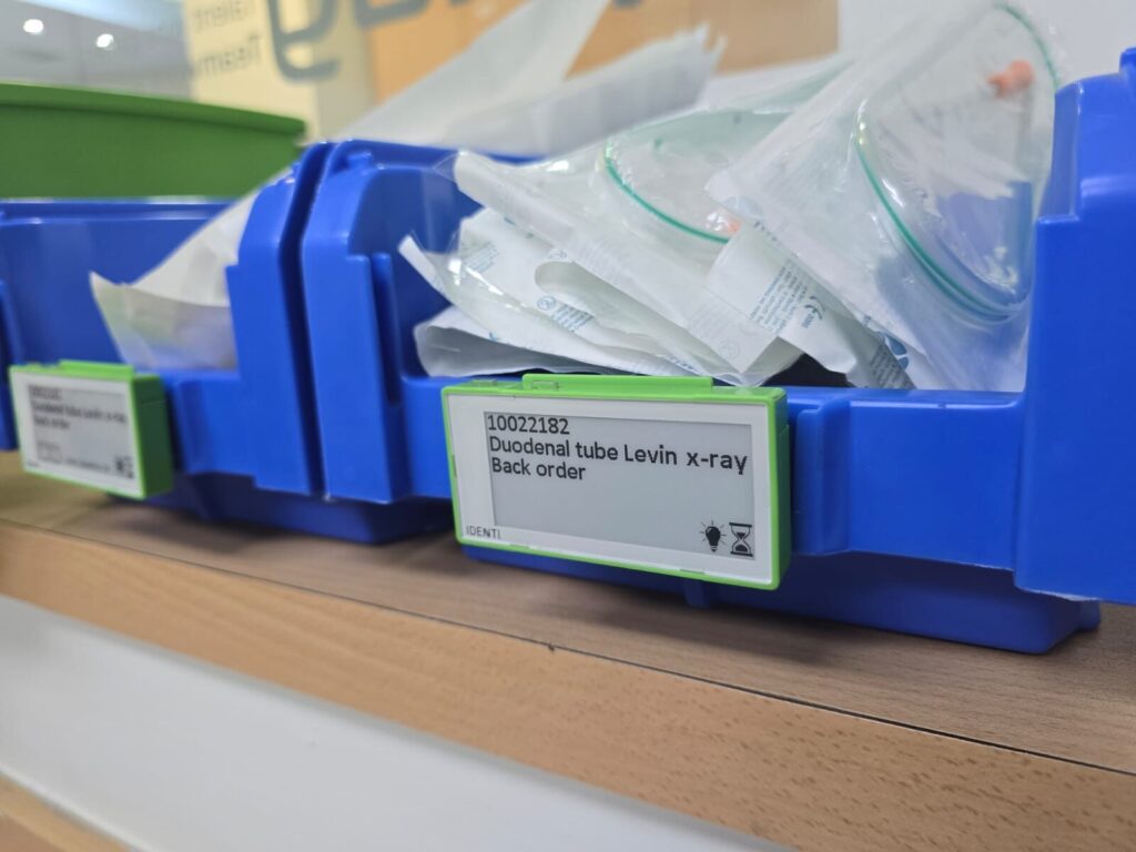 Digital display tags for healthcare support Kanban and PAR level inventory management